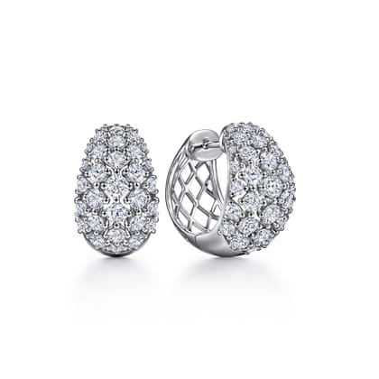 18K White Gold 15mm Diamond Huggies