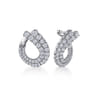 18K White Gold 20mm Diamond Bypass Hoop Earrings - 1.8 ct