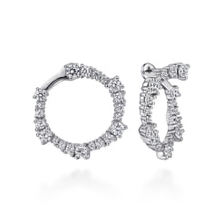 18K White Gold 23mm Diamond Pinwheel Bypass Hoop Earrings