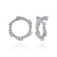 18K White Gold 23mm Diamond Pinwheel Bypass Hoop Earrings