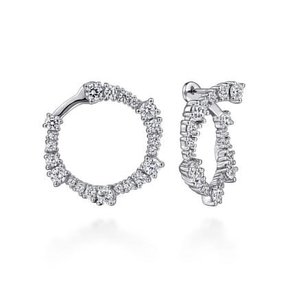 18K White Gold 23mm Diamond Pinwheel Bypass Hoop Earrings