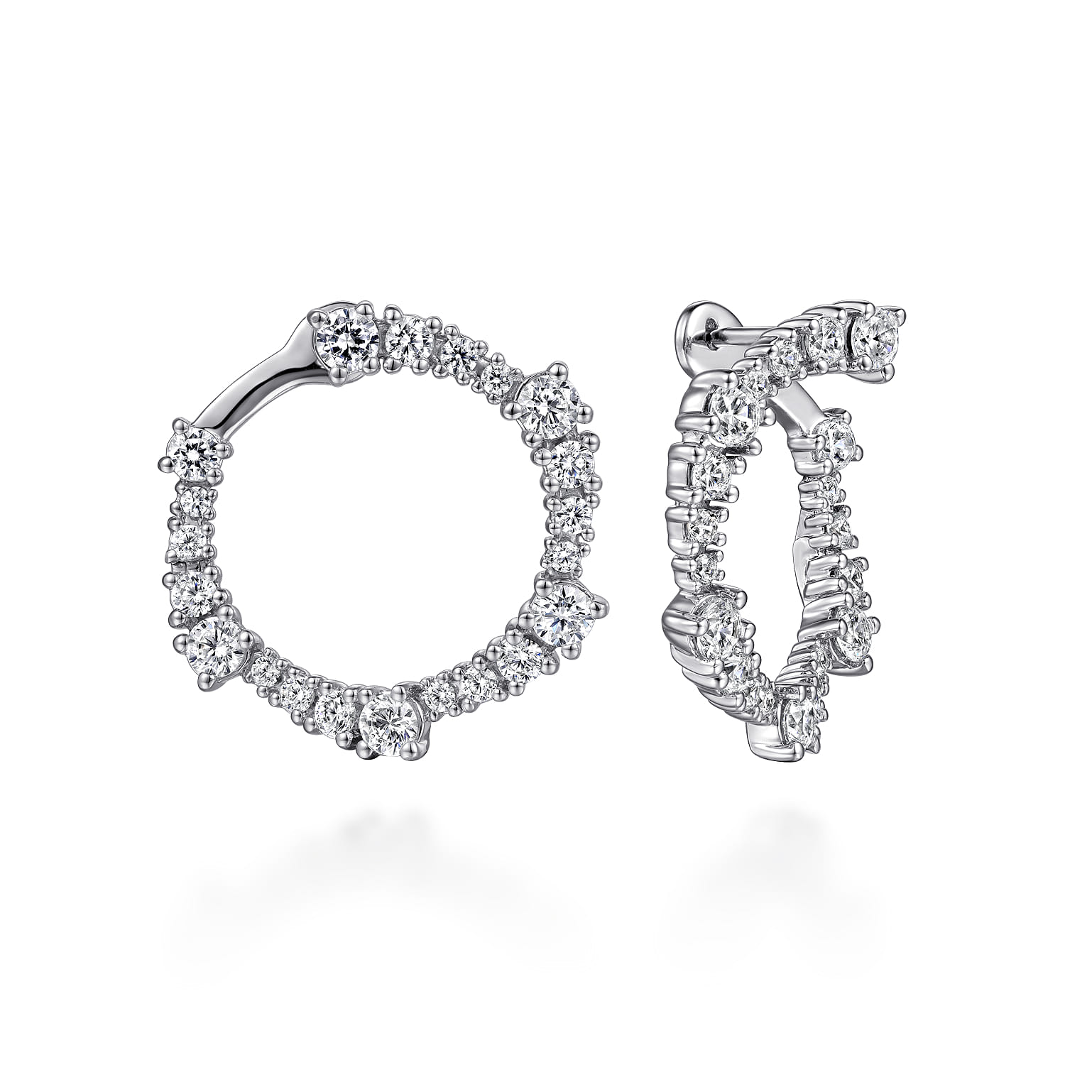 18K White Gold 25mm Diamond Pinwheel Bypass Hoop Earrings - 1.9 ct - Shot 1