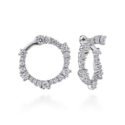 18K White Gold 25mm Diamond Pinwheel Bypass Hoop Earrings