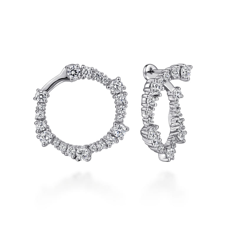 18K White Gold 25mm Diamond Pinwheel Bypass Hoop Earrings - 1.9 ct - Shot 1