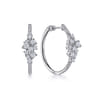 18K White Gold 30mm Cascading Diamond Hoop Earrings - 1.5 ct