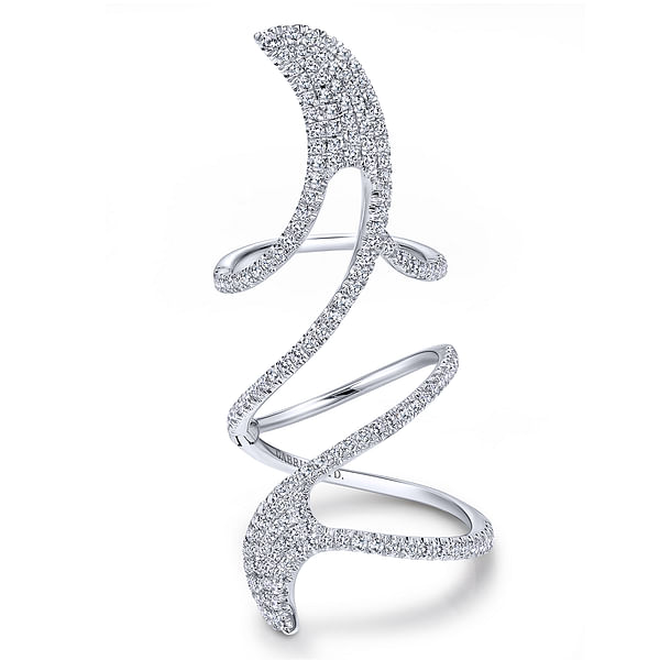 18K White Gold Abstract Diamond Pave Statement Wrap Ring @ $5600. Shop ...