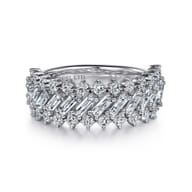 18K White Gold Baguette Diamond Fashion Ring