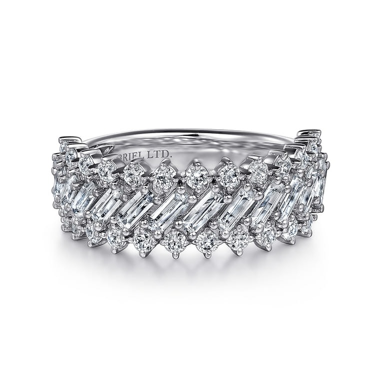 18K White Gold Baguette Diamond Fashion Ring - 1.6 ct - Shot 1