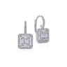 18K White Gold Baguette and Round Leverback Earrings - 1.3 ct