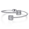 18K White Gold Bypass Bangle with Baguette and Round Diamonds - 2.05 ct