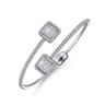 18K White Gold Bypass Bangle with Baguette and Round Diamonds - 2.05 ct
