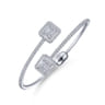 18K White Gold Bypass Bangle with Baguette and Round Diamonds - 2.05 ct