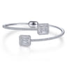18K White Gold Bypass Bangle with Baguette and Round Diamonds - 2.05 ct