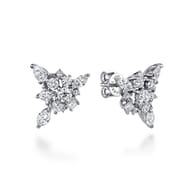 18K White Gold Cluster Diamond Stud Earrings