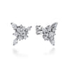 18K White Gold Cluster Diamond Stud Earrings - 1.85 ct