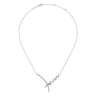 18K White Gold Criss Crossing Diamond Cluster Lariat Necklace - 1.25 ct