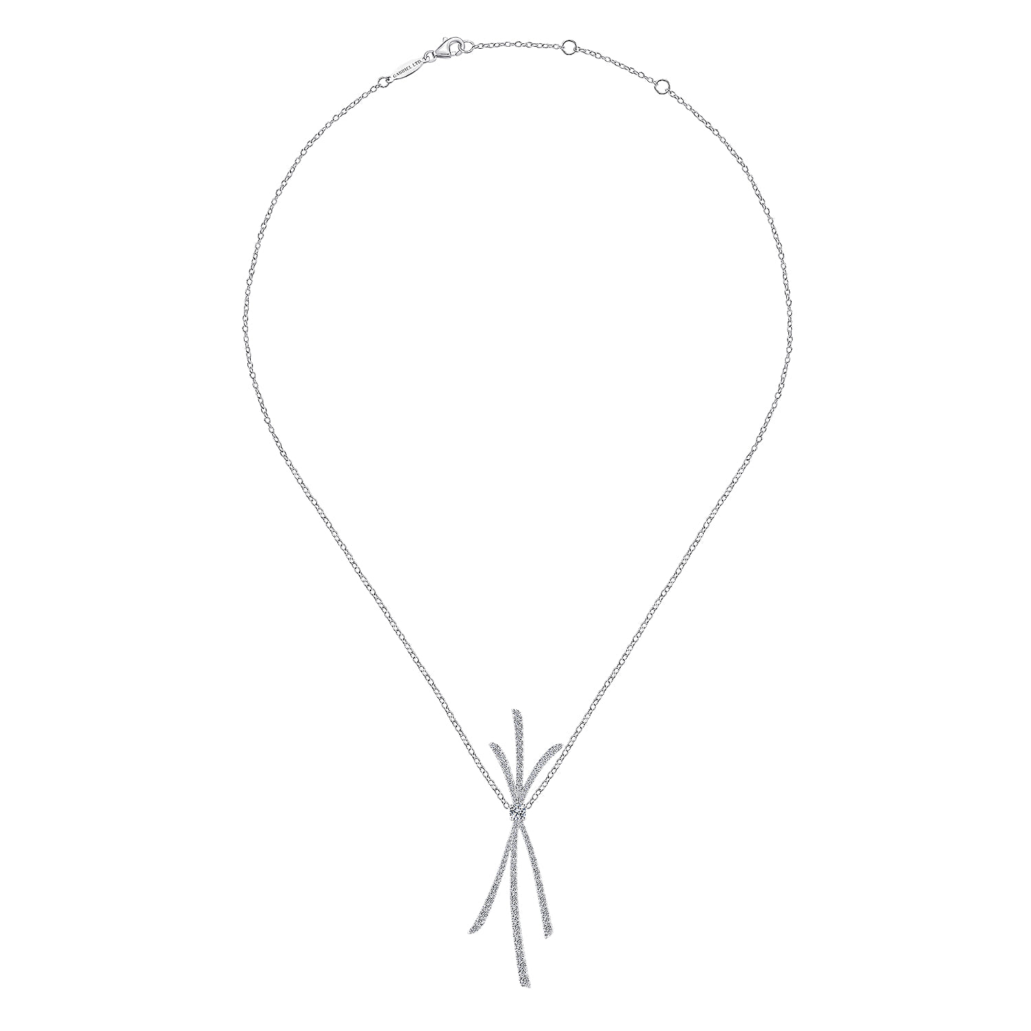 18K White Gold Criss Crossing Diamond Pendant Necklace - 1.15 ct - Shot 2