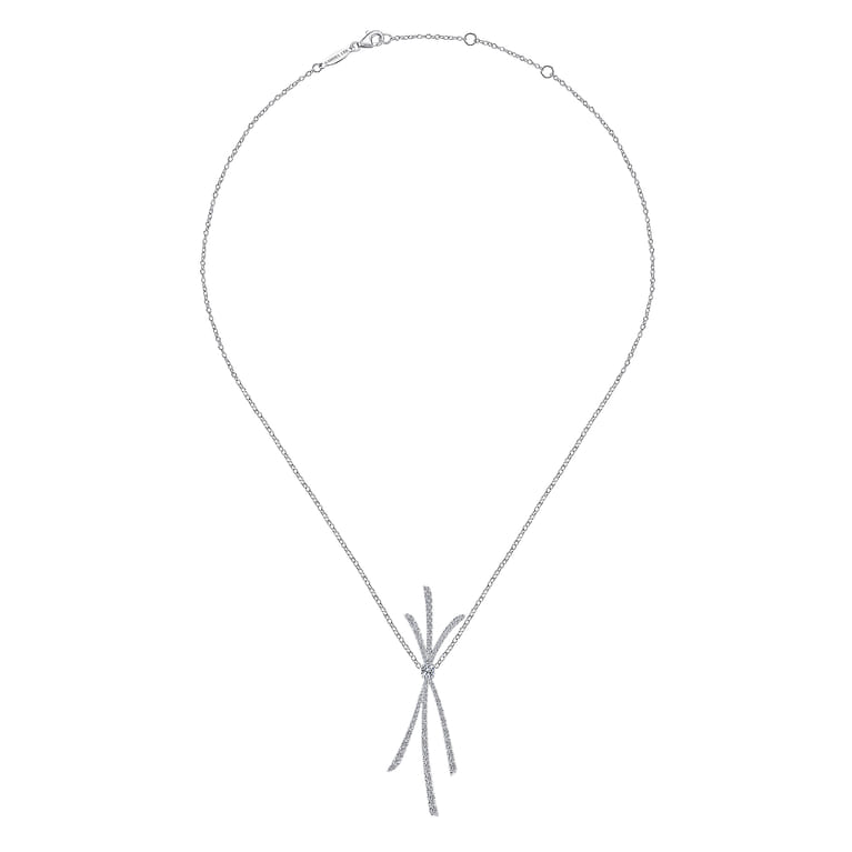 18K White Gold Criss Crossing Diamond Pendant Necklace - 1.15 ct - Shot 2