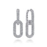 18K White Gold Diamon Pave Link Drop Earrings - 4.05 ct