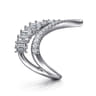 18K White Gold Diamond Baguette and Round Chevron Statement Ring - 1.61 ct