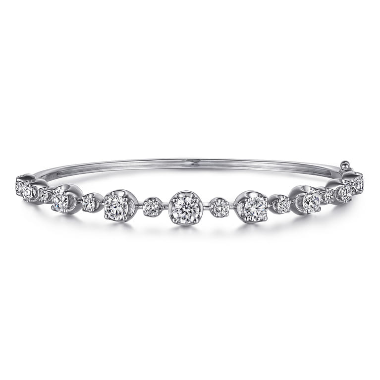18K White Gold Diamond Bangle - 2.6 ct - Shot 1