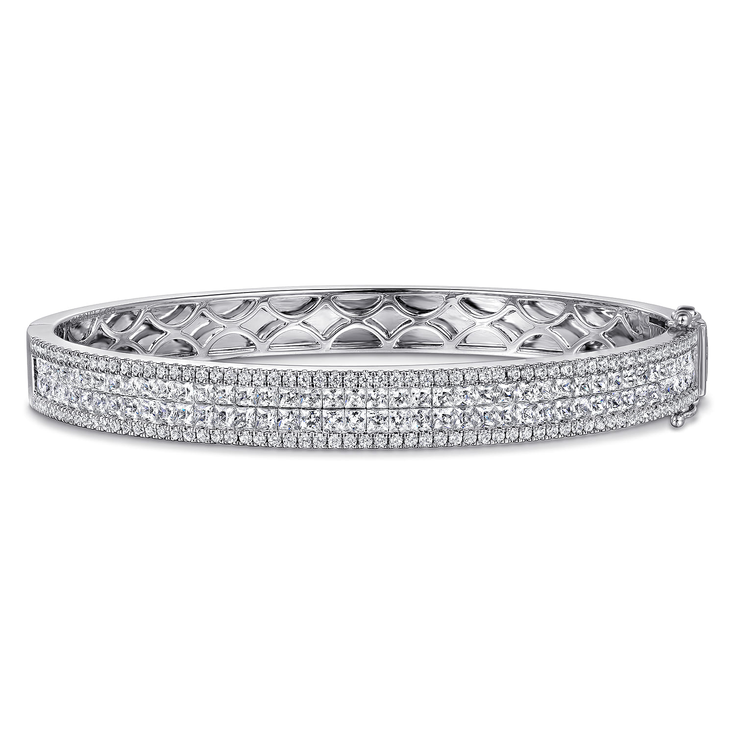 18K White Gold Diamond Bangle - 3.5 ct - Shot 1