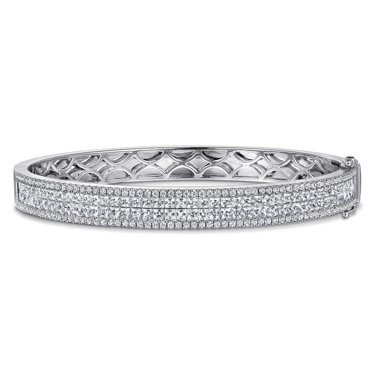 18K White Gold Diamond Bangle - 3.5 ct - Shot 1