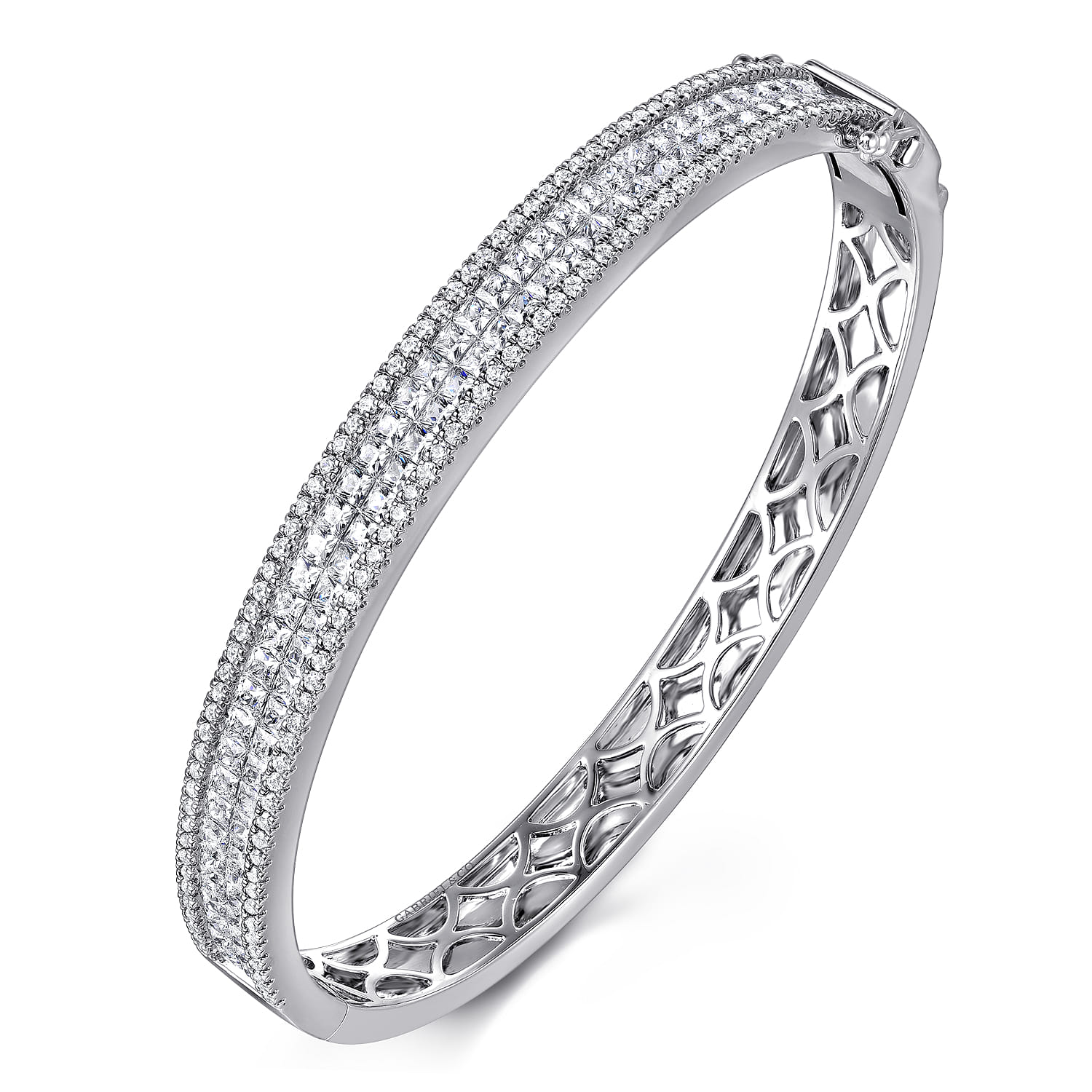 18K White Gold Diamond Bangle - 3.5 ct - Shot 2