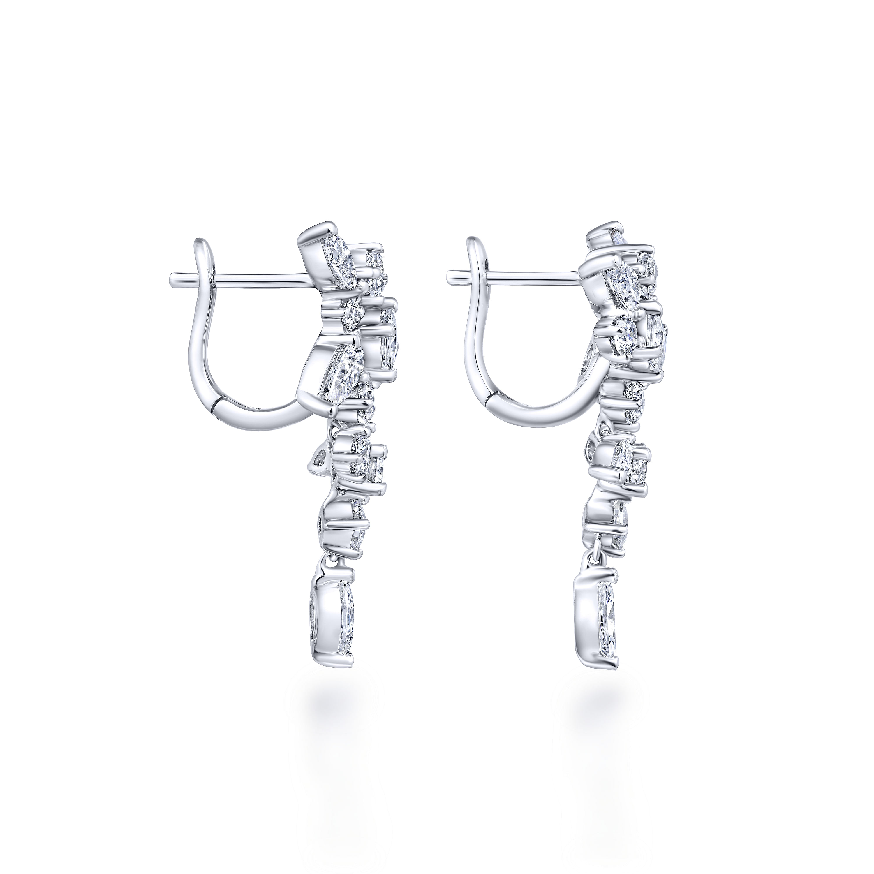 18K White Gold Diamond Burst Huggies