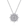 18K White Gold Diamond Burst Pendant Necklace - 0.95 ct