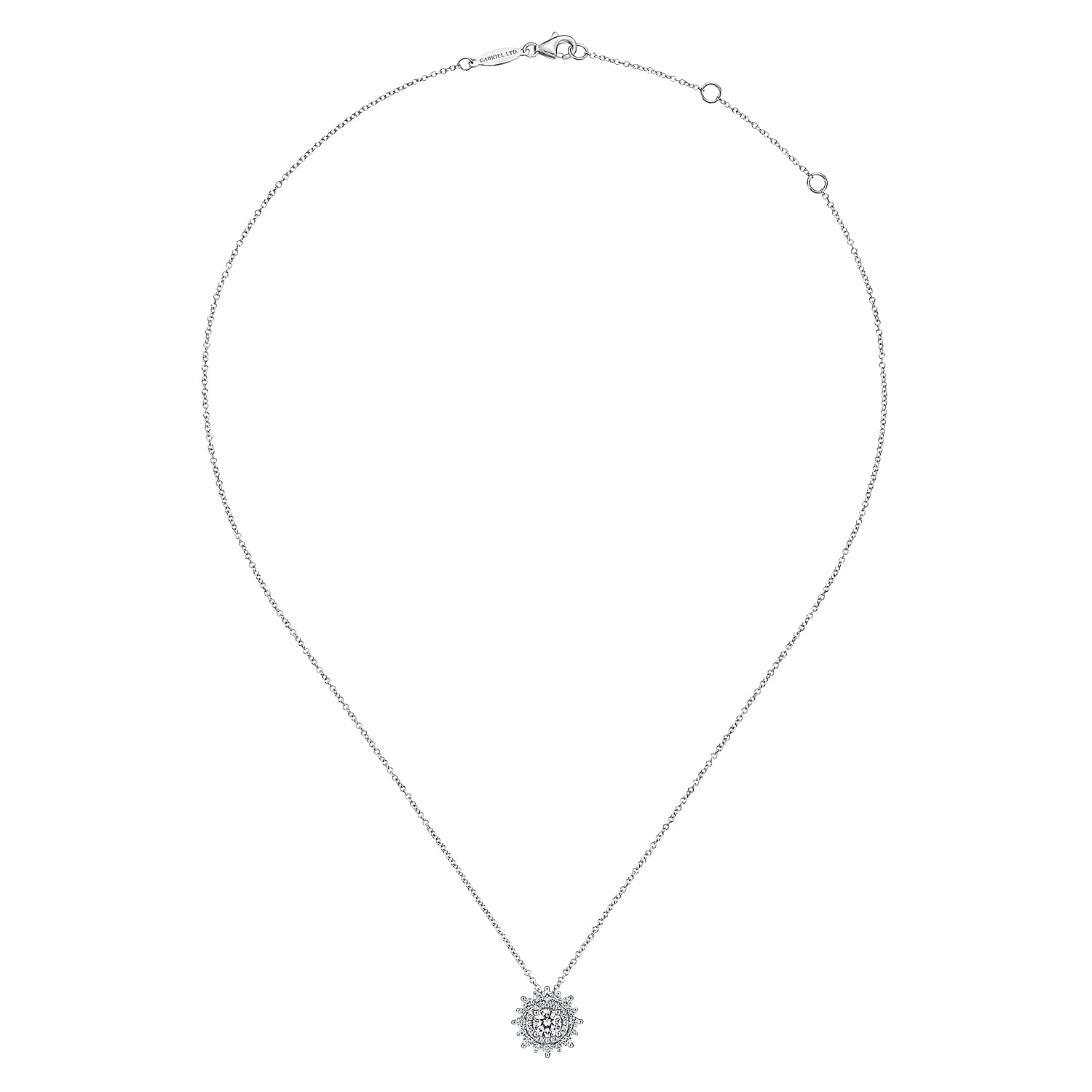 18K White Gold Diamond Burst Pendant Necklace - 0.95 ct - Shot 2