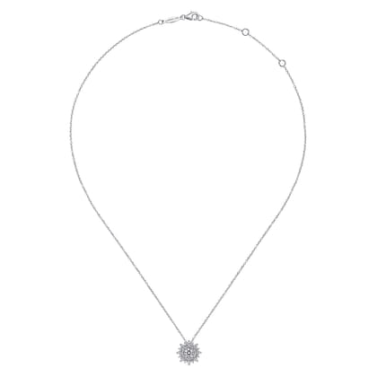 18K White Gold Diamond Burst Pendant Necklace