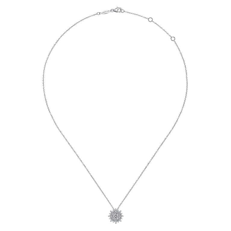 18K White Gold Diamond Burst Pendant Necklace - 0.95 ct - Shot 2