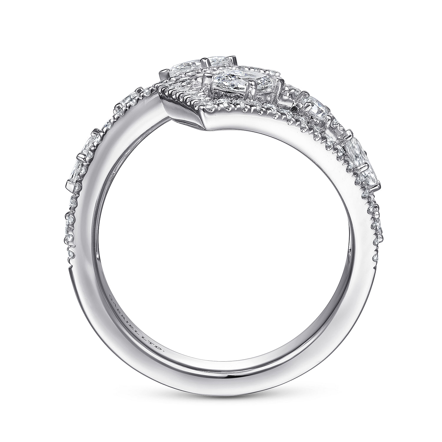 18K White Gold Diamond Bypass Open Ring @ $5000. Shop Ladies