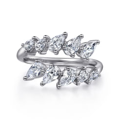 18K White Gold Diamond Bypass Ring