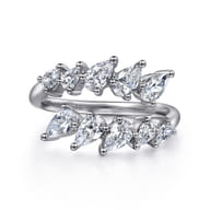 18K White Gold Diamond Bypass Ring