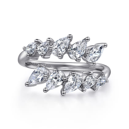 18K White Gold Diamond Bypass Ring