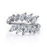 18K White Gold Diamond Bypass Ring - 1.5 ct