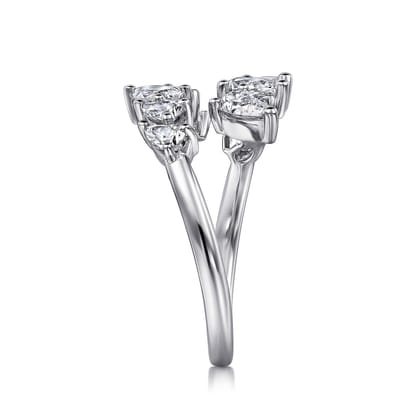 18K White Gold Diamond Bypass Ring