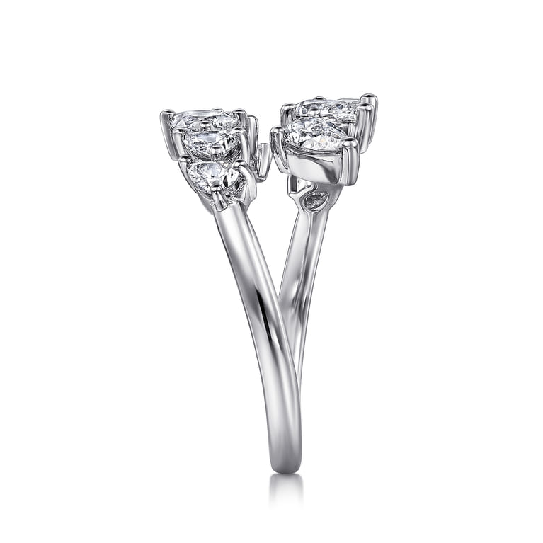 18K White Gold Diamond Bypass Ring - 1.5 ct - Shot 4