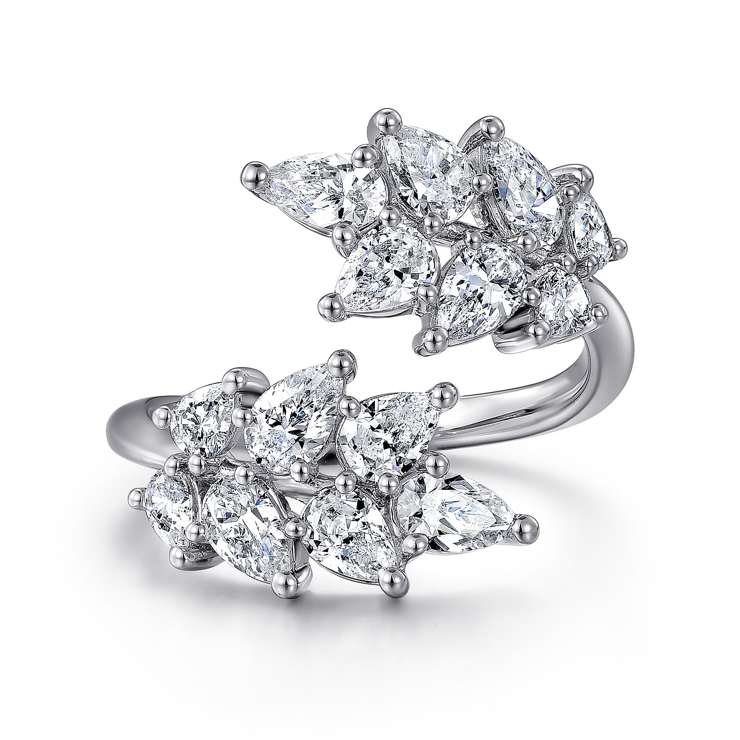 18K White Gold Diamond Bypass Ring