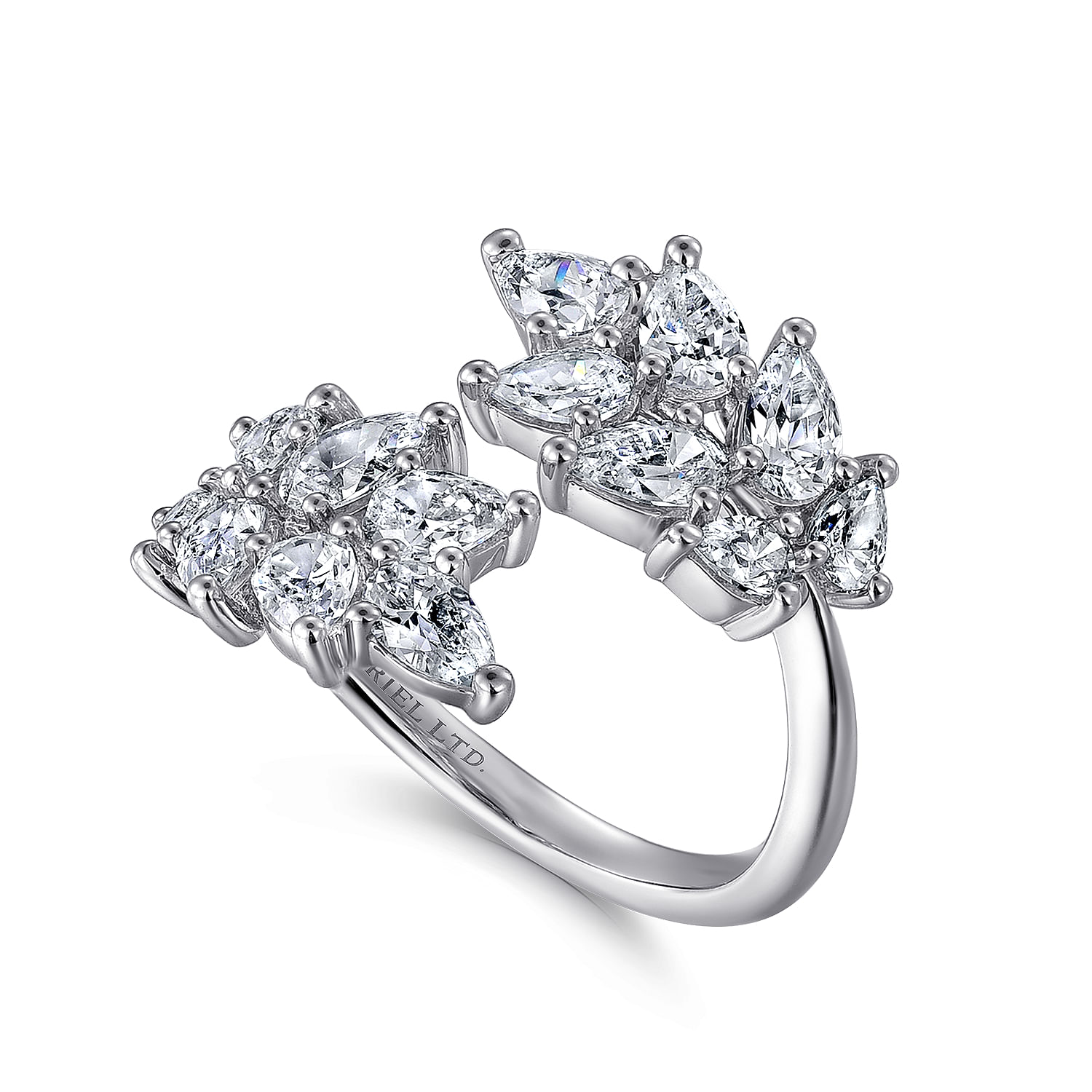 18K White Gold Diamond Bypass Ring