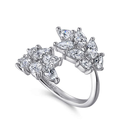 18K White Gold Diamond Bypass Ring