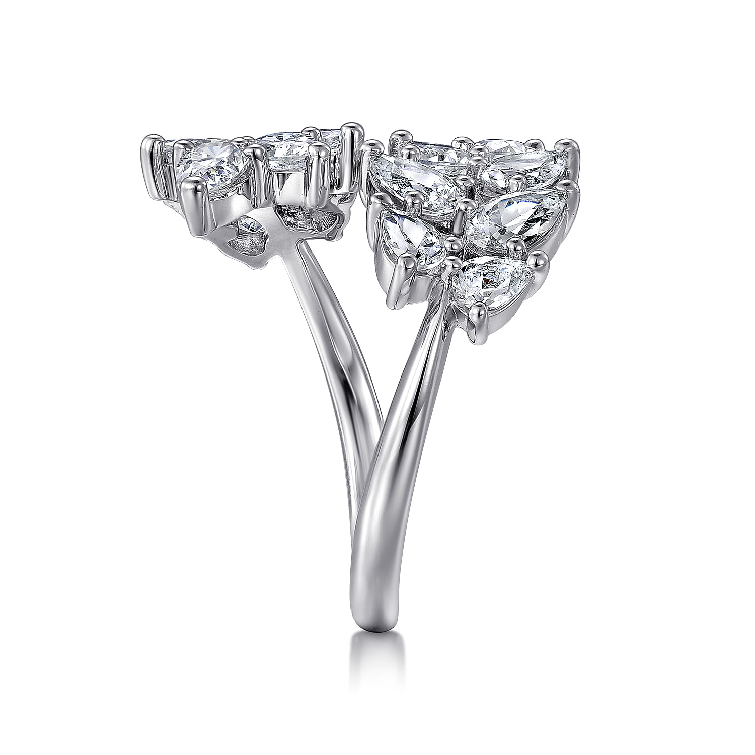 18K White Gold Diamond Bypass Ring