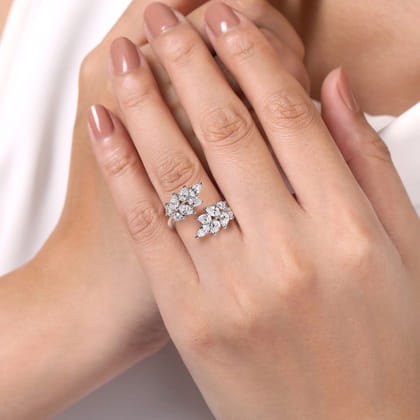 18K White Gold Diamond Bypass Ring