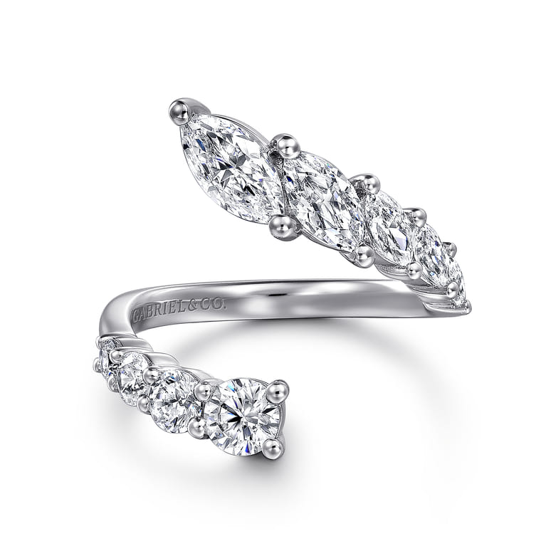18K White Gold Diamond Bypass Ring - 1.5 ct - Shot 1