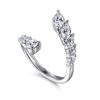 18K White Gold Diamond Bypass Ring