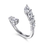 18K White Gold Diamond Bypass Ring - 1.5 ct