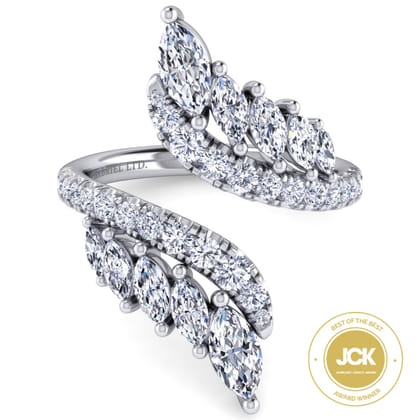 18K White Gold Diamond Bypass Ring