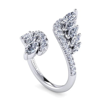 18K White Gold Diamond Bypass Ring